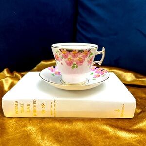 Art-deco era Phoenix Bone China 636 hand-decorated cup and saucer set.